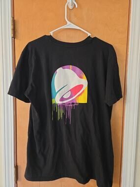 Taco Bell Shirt Mens Large Black Bell Graphic Drip Henley Short Slv Button Logo